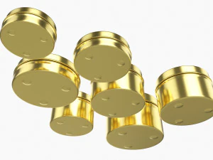 Round Decorative Gift Empty Can Jars Metal 02 Brass 3D Model