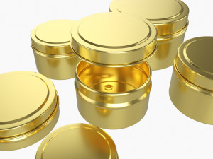Round Decorative Gift Empty Can Jars Metal 02 Brass 3D Model