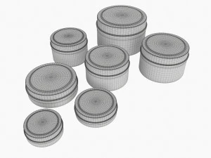 Round Decorative Gift Empty Can Jars Metal 02 Brass 3D Model