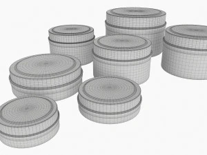 Round Decorative Gift Empty Can Jars Metal 02 Brass 3D Model