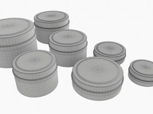 Round Decorative Gift Empty Can Jars Metal 02 Brass 3D Model