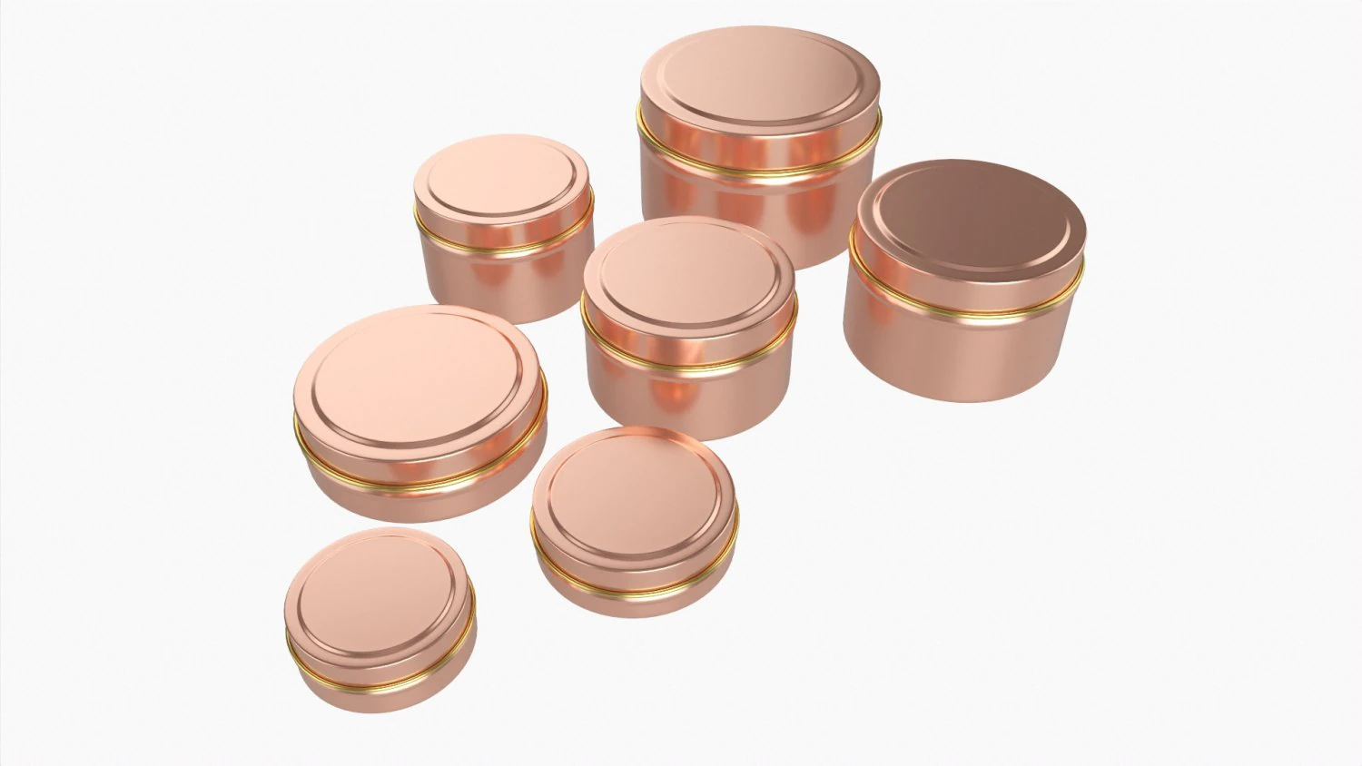 Round Decorative Gift Empty Can Jars Metal 02 Brass Copper 3D Model .c4d .max .obj .3ds .fbx .stl .blend 