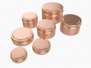 Cadeau d&eacute;coratif rond vide peut pots m&eacute;tal 02 laiton cuivre Modèle 3D