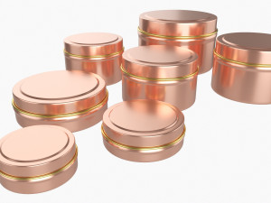 Round Decorative Gift Empty Can Jars Metal 02 Brass Copper 3D 모델