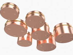 Round Decorative Gift Empty Can Jars Metal 02 Brass Copper 3D 모델