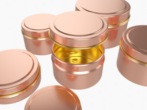 Round Decorative Gift Empty Can Jars Metal 02 Brass Copper 3D 모델