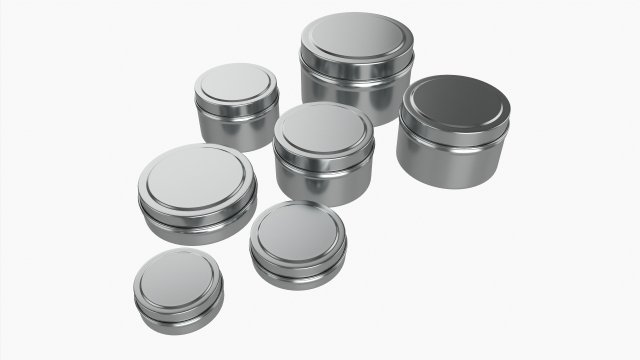 Round Decorative Gift Empty Can Jars Metal 02 Iron Model 3D .c4d .max .obj .3ds .fbx .stl .blend 