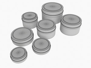 Round Decorative Gift Empty Can Jars Metal 02 Iron Model 3D