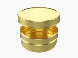 Round Gift Empty Can Jar Metal Brass 01 3D Model