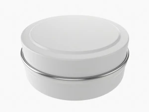 Kado Bulat Toples Kosong Kaleng Logam Dicat Putih 01 Model 3D
