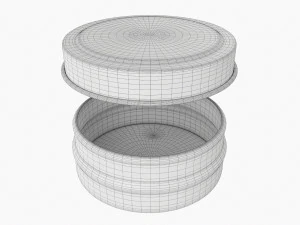 Kado Bulat Toples Kosong Kaleng Logam Dicat Putih 01 Model 3D