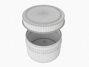 Round Gift Empty Can Jar Metal Painted White 03 3D Model