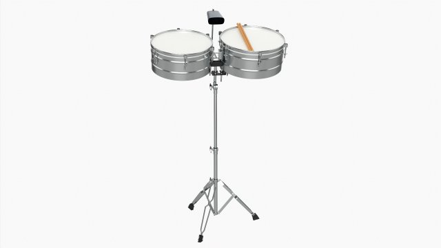 Timbales Set 3D Model .c4d .max .obj .3ds .fbx .lwo .lw .lws