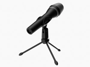 Vocal Microphone With Tripod 3D Model