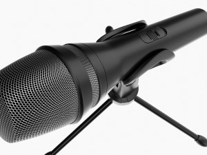 Vocal Microphone With Tripod 3D Модель