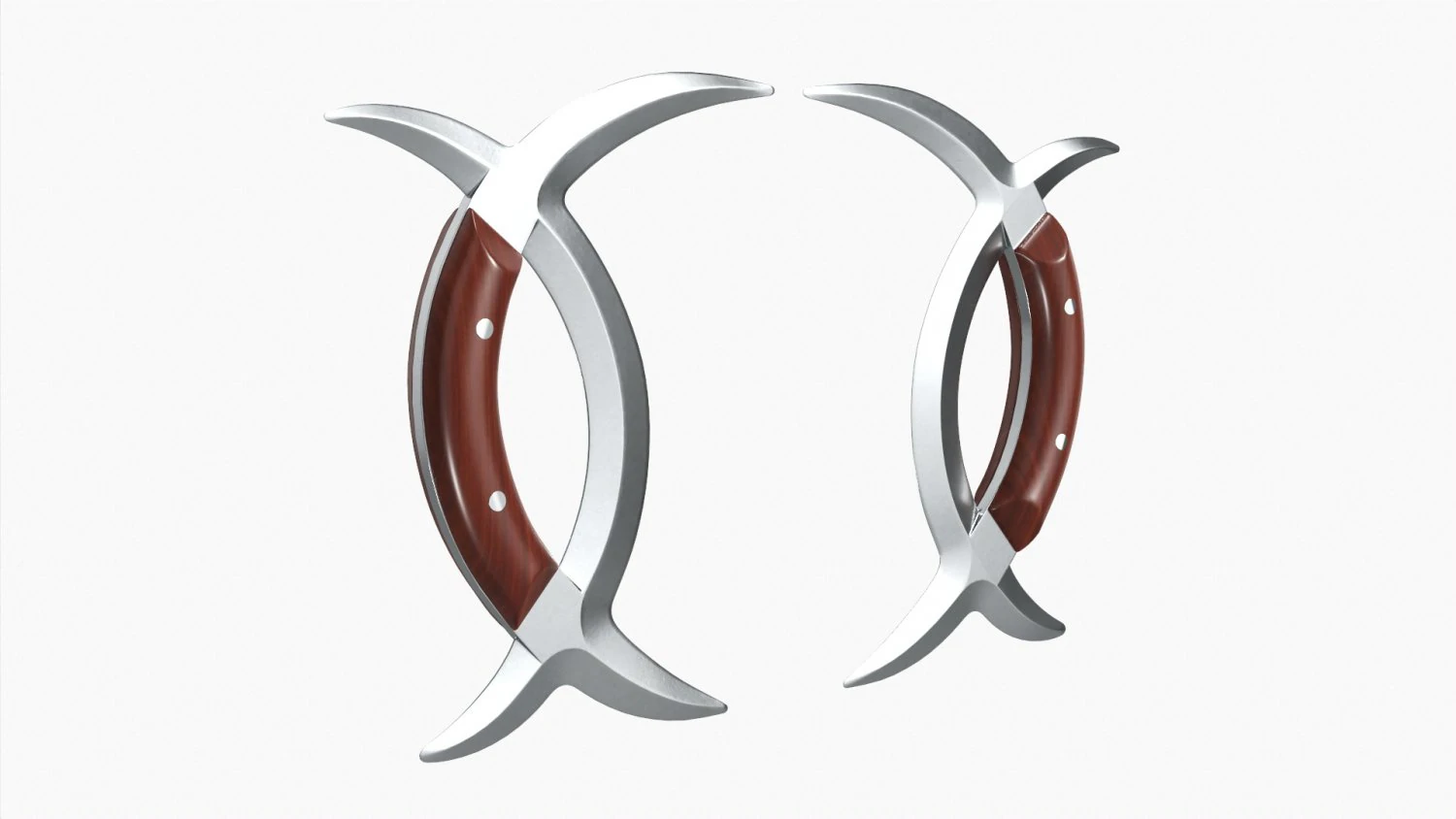 Bagua Moon Knives 3D Model .c4d .max .obj .3ds .fbx .stl .blend 