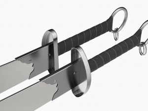 Double Wushu Broadswords 3D Model