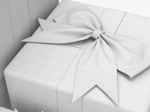 Gift Boxes Wrapped With Bow Red Gold 3D Модель