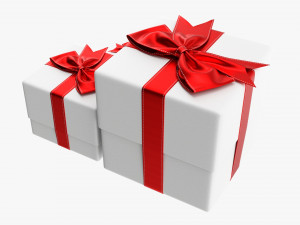 Gift Boxes Wrapped With Bow Red White 3D Модель