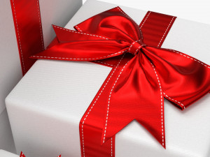 Gift Boxes Wrapped With Bow Red White 3D Модель