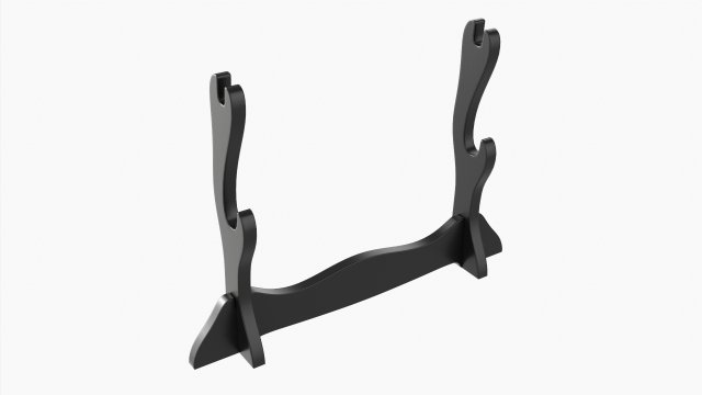 Katana Stand 01 Black Wooden 3D Model .c4d .max .obj .3ds .fbx .stl .blend