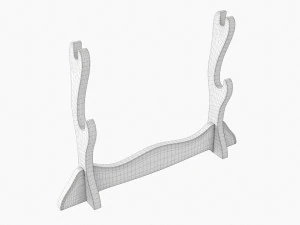 Katana Stand 01 Black Wooden 3D Model