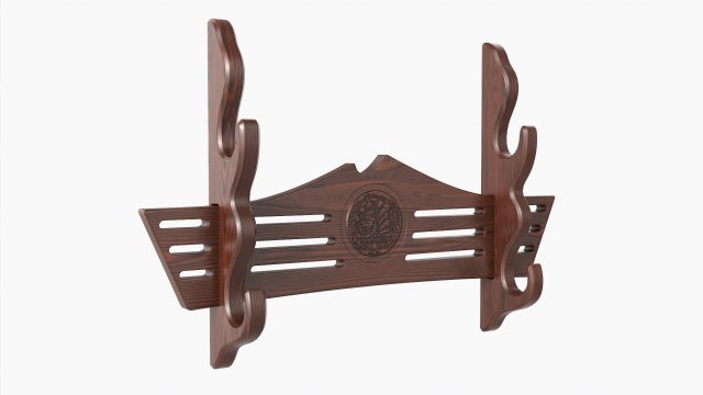 Katana Stand 02 Wooden Modello 3D .c4d .max .obj .3ds .fbx .stl .blend 