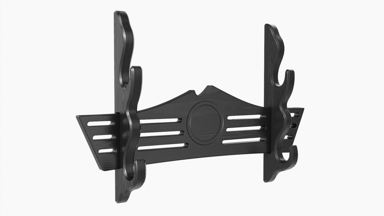 Katana Stand 02 Wooden Black 3D Model .c4d .max .obj .3ds .fbx .stl .blend