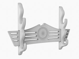 Katana Stand 02 Wooden Black Model 3D