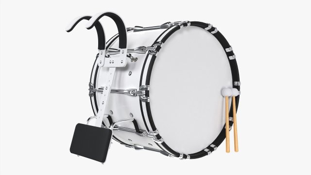 Marching Bass Drum With Carrier 3D Model .c4d .max .obj .3ds .fbx .lwo .lw .lws