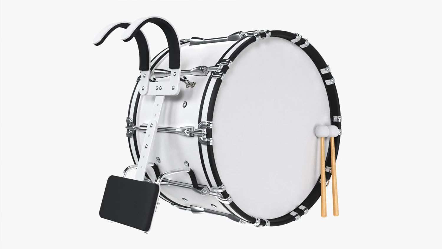 Marching Bass Drum With Carrier 3D Model .c4d .max .obj .3ds .fbx .stl .blend 