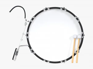 Marching Bass Drum With Carrier 3D Model