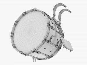 Marching Bass Drum With Carrier 3D Model