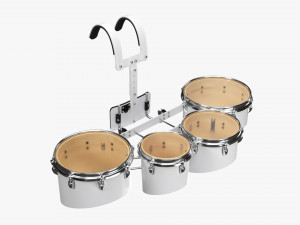 Marching Tom Set With Carrier Transparent Top 3D Model