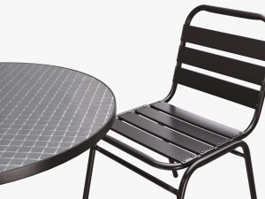 Outdoor Round Dining Table With Chairs Dark 3D Model