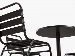 Outdoor Round Dining Table With Chairs Dark 3D Model