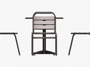 Outdoor Round Dining Table With Chairs Dark 3D Model