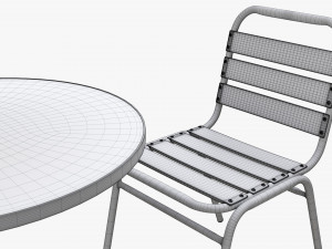 Outdoor Round Dining Table With Chairs Dark 3D Model