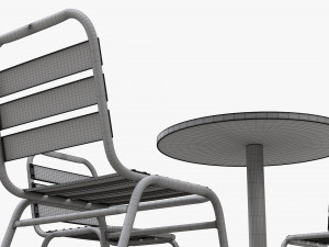 Outdoor Round Dining Table With Chairs Dark 3D Model