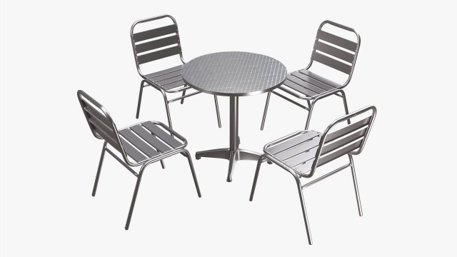 Outdoor Round Dining Table With Chairs Light Model 3D .c4d .max .obj .3ds .fbx .stl .blend 