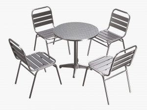 Outdoor Round Dining Table With Chairs Light Modelo 3D