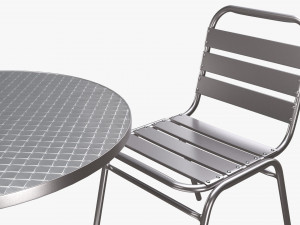 Outdoor Round Dining Table With Chairs Light Model 3D