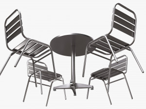 Outdoor Round Dining Table With Chairs Light Model 3D