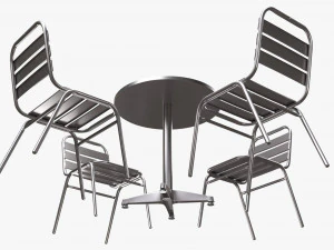 Outdoor Round Dining Table With Chairs Light 3D Model