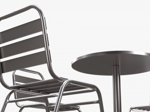 Outdoor Round Dining Table With Chairs Light Model 3D