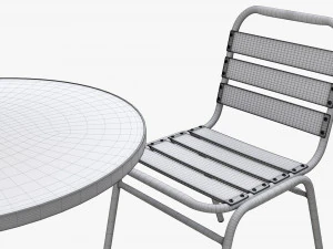 Outdoor Round Dining Table With Chairs Light 3D Model