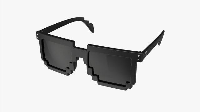 Pixel Style Glasses Black 3D Модель .c4d .max .obj .3ds .fbx .stl .blend 