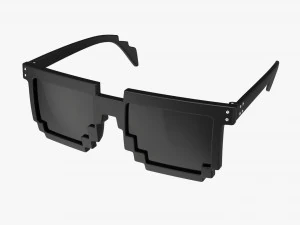 पिक्सेल स्टाइल चश्मा काला 3D मॉडल