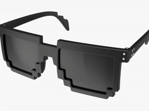 Pixel Style Glasses Black 3D Model