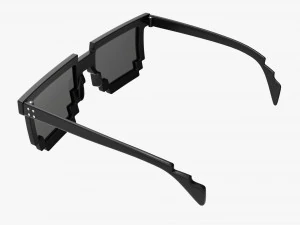 Pixel Style Glasses Black 3D Model